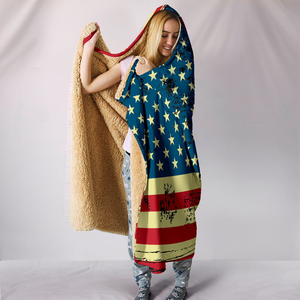 NP American Flag Hooded Blanket