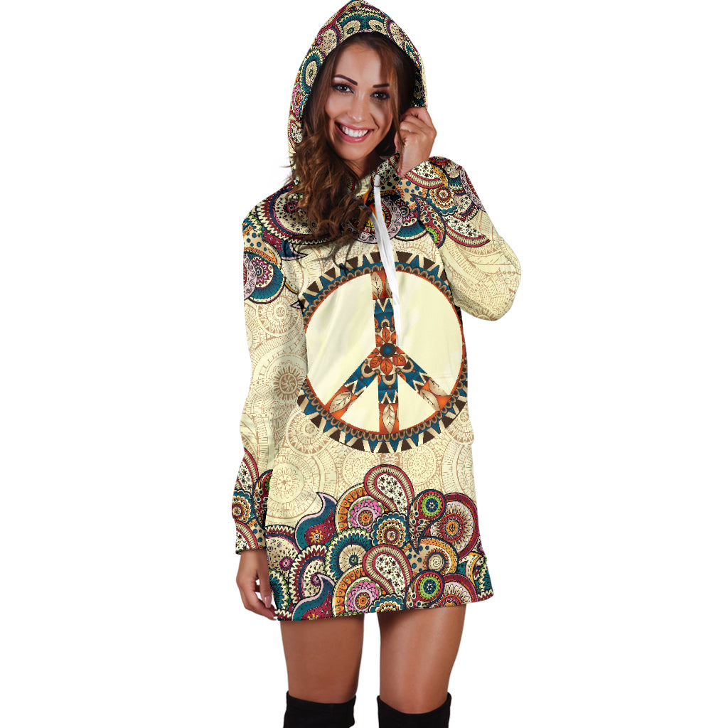 Peace and Mandala Hoodie Dress