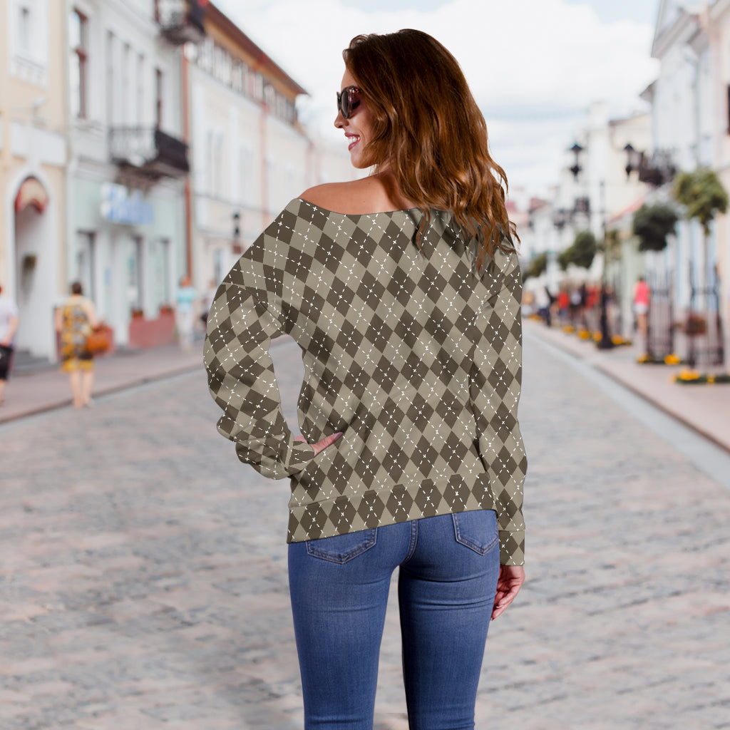 Chocolate Argyle Off Shoulder - Modern Style