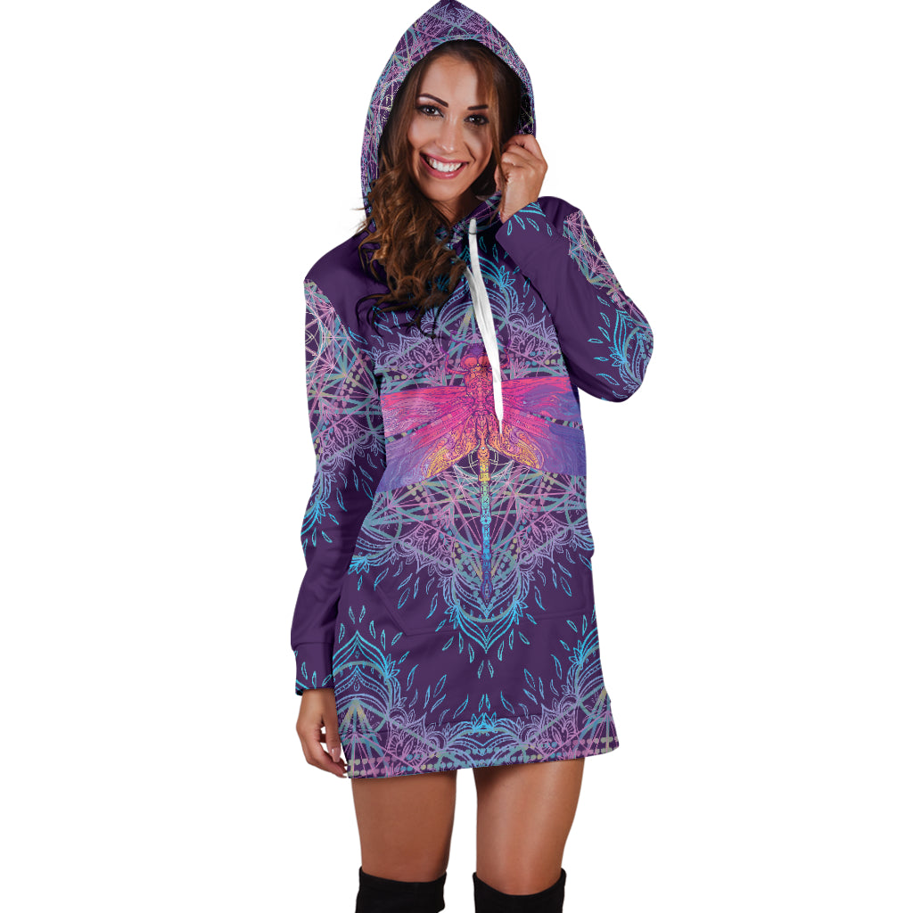 Dragonfly Mandala Hoodie Dress - Modern Style