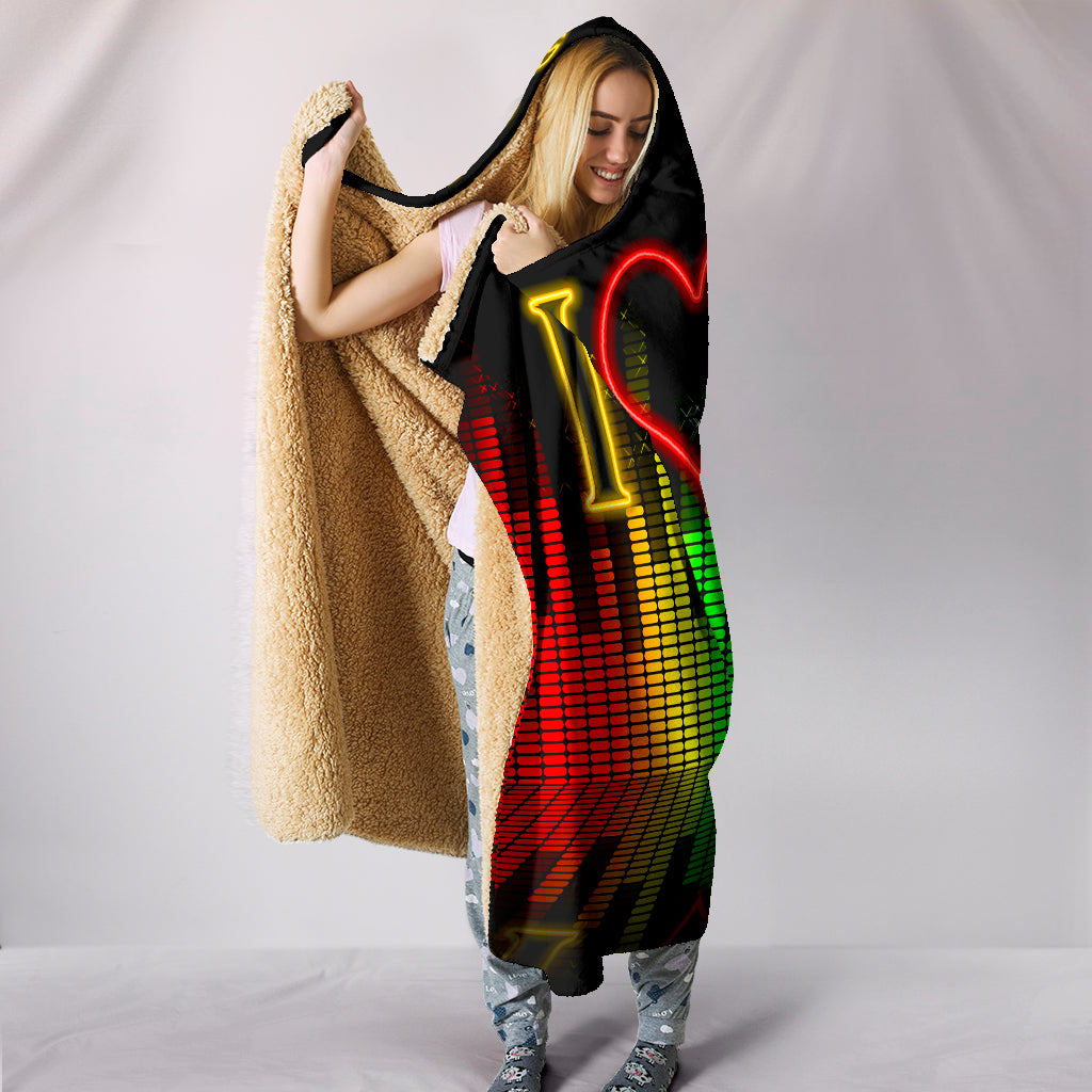 Love The 80's Plush Lined Hooded Blanket