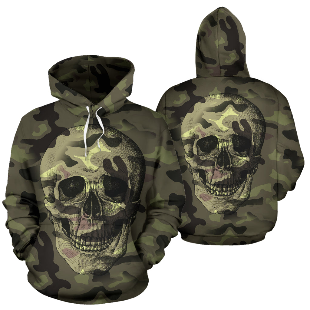 Camo Skull All Over Print Hoodie for Lovers of Skulls and Camouflage - Modern Style