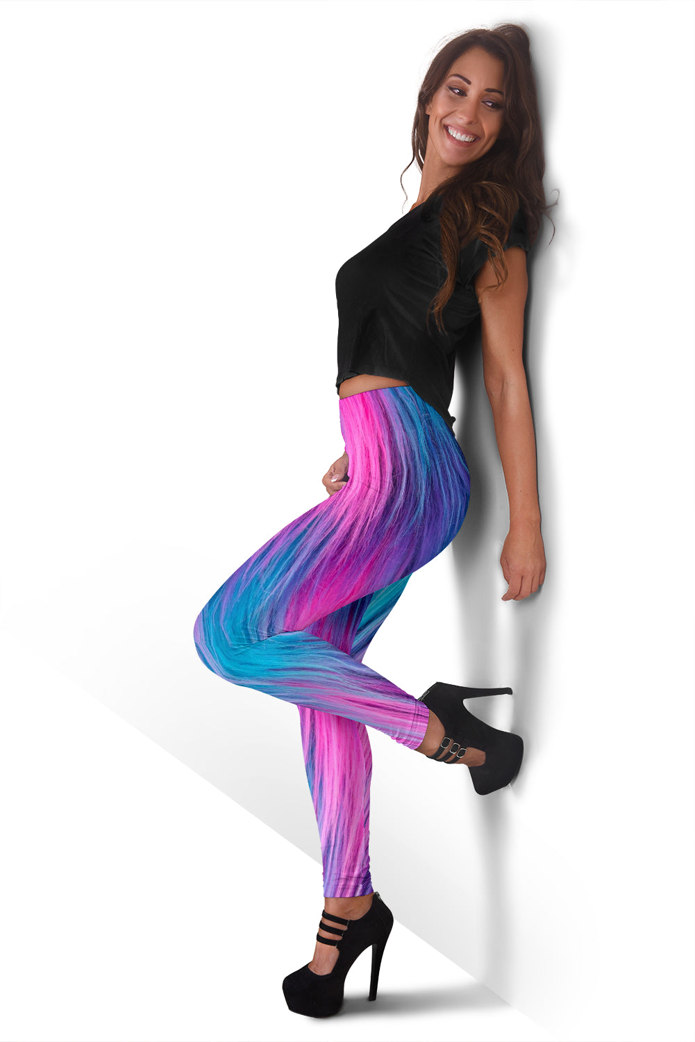 Furry Pink Blue Leggings