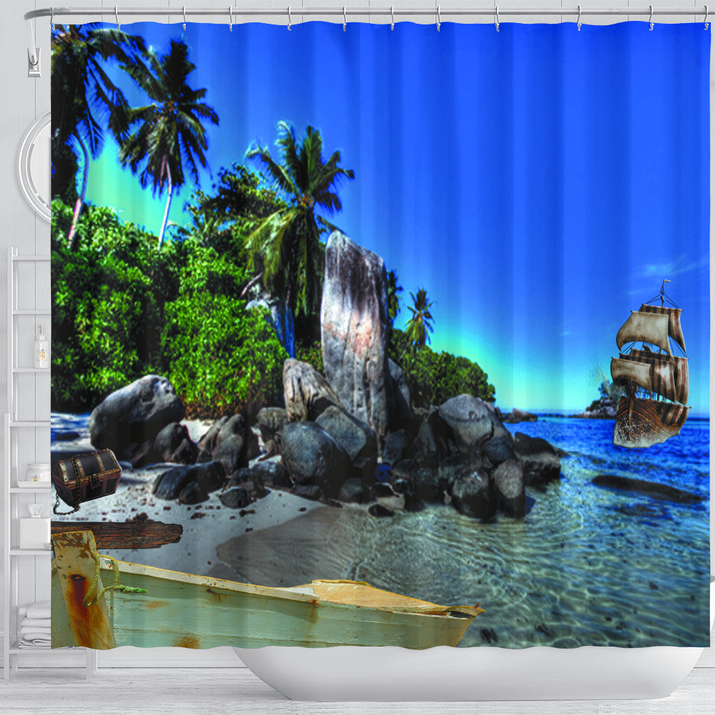 Island And Ship Shower Curtain