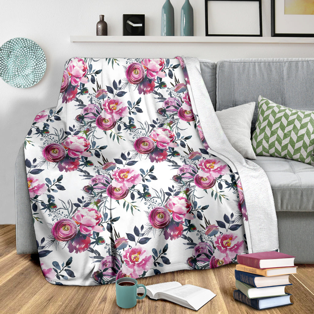 Floral Grey Roses &amp; Peonies Blankets