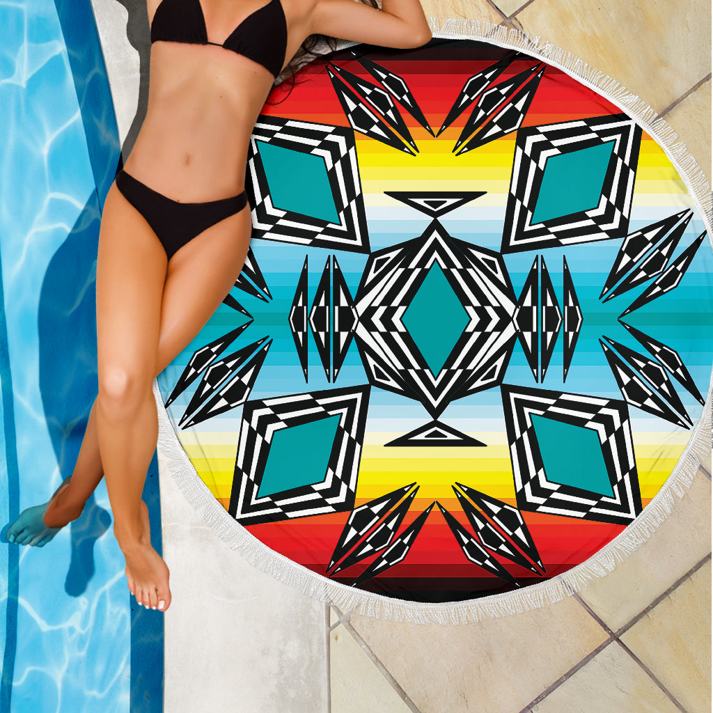 Fire and Turquoise Gradient II Beach Blanket