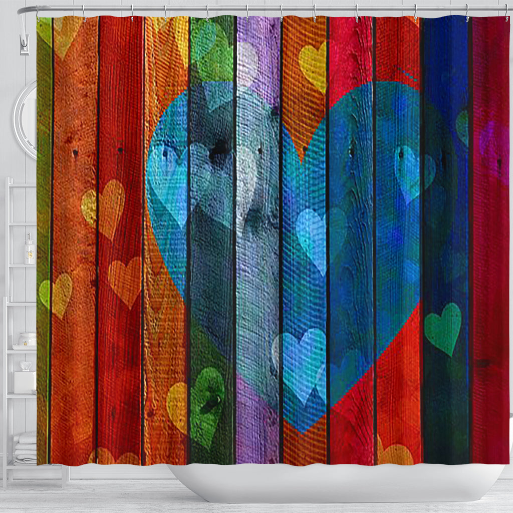 Wooden Hearts Shower Curtain