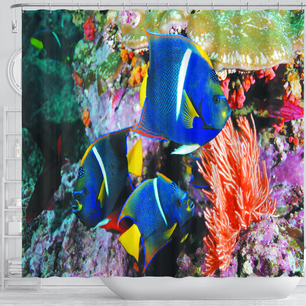 Blue Fish Shower Curtain - Modern Style