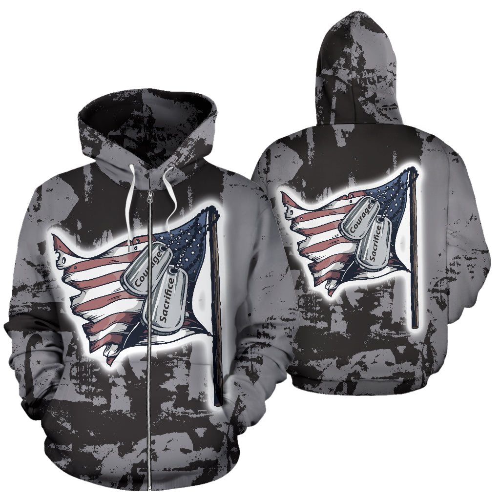 Courage and Sacrifice Zip Up Hoodie - Modern Style