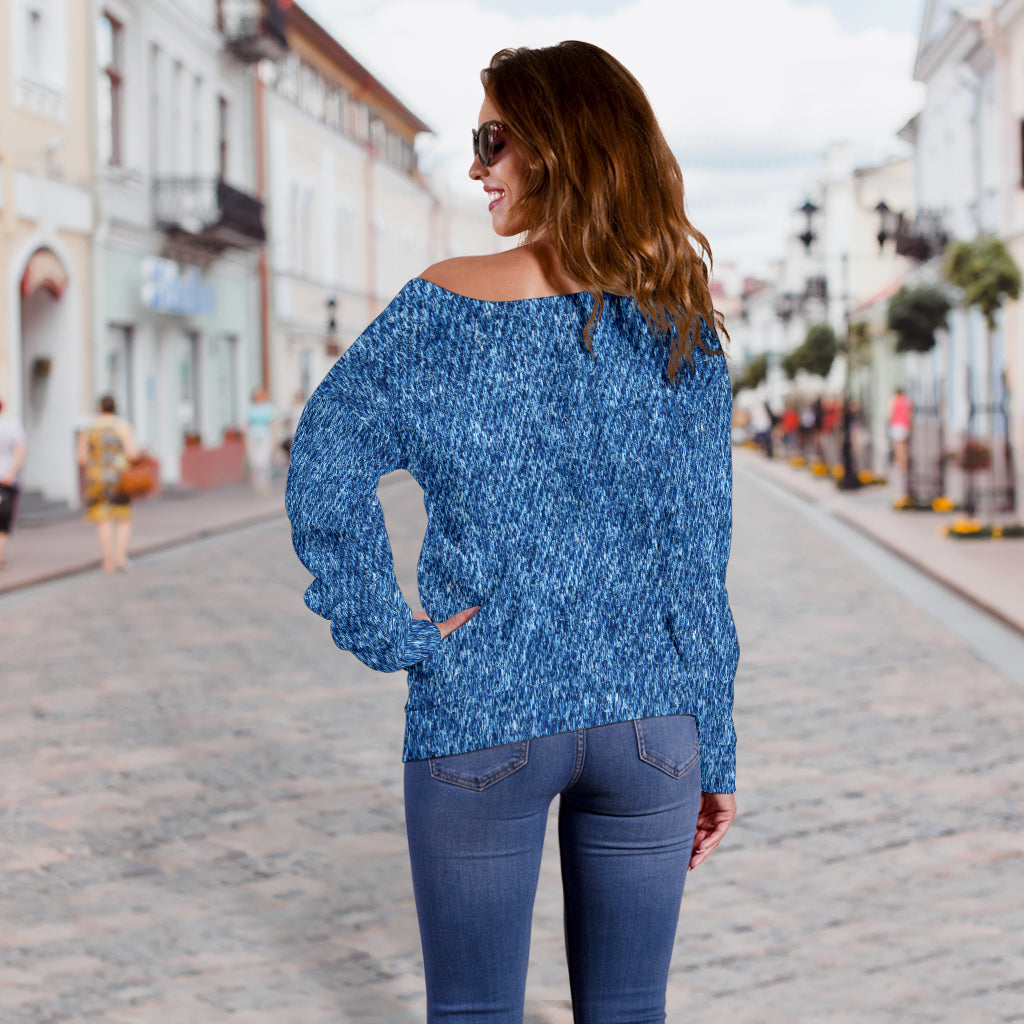 Denim Print Off Shoulder - Modern Style