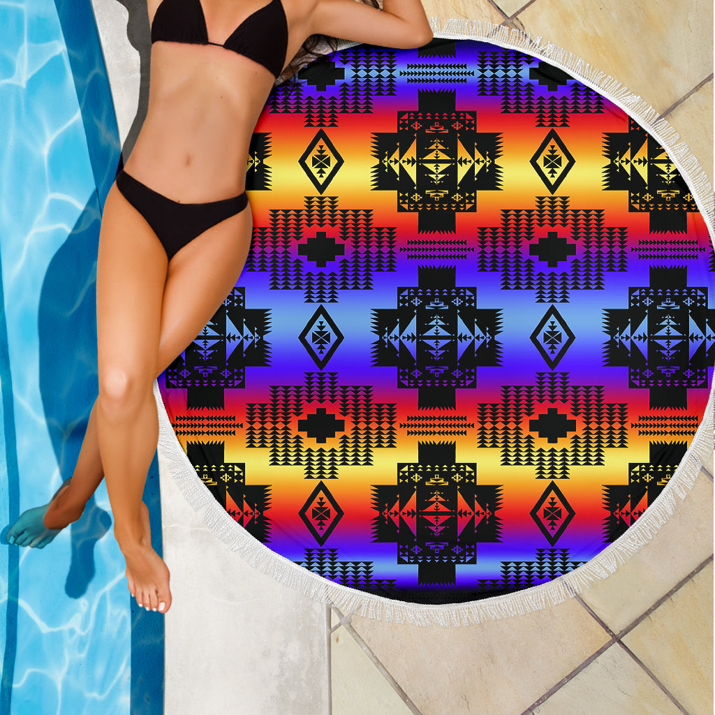 Seven Tribes Black with Sunset Beach Blanket