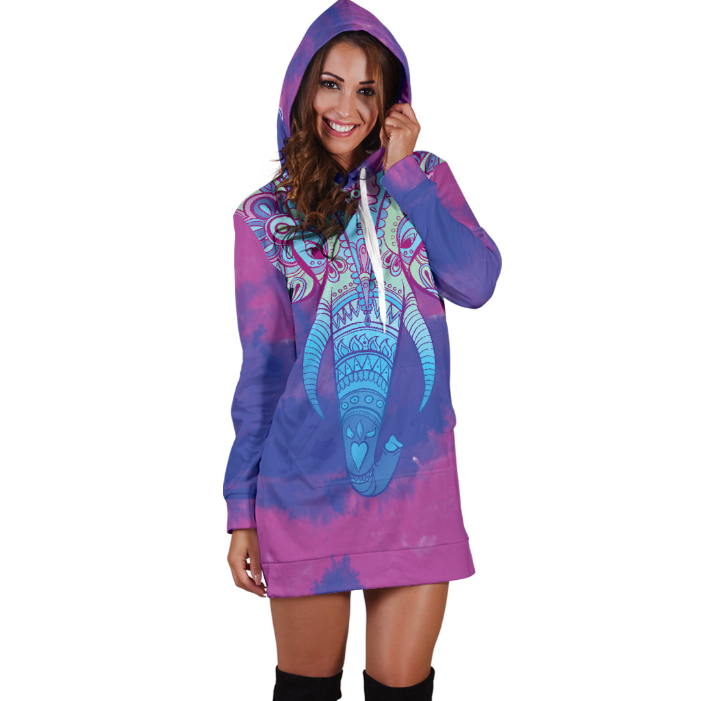 Colorful Elephant Hoodie Dress - Modern Style