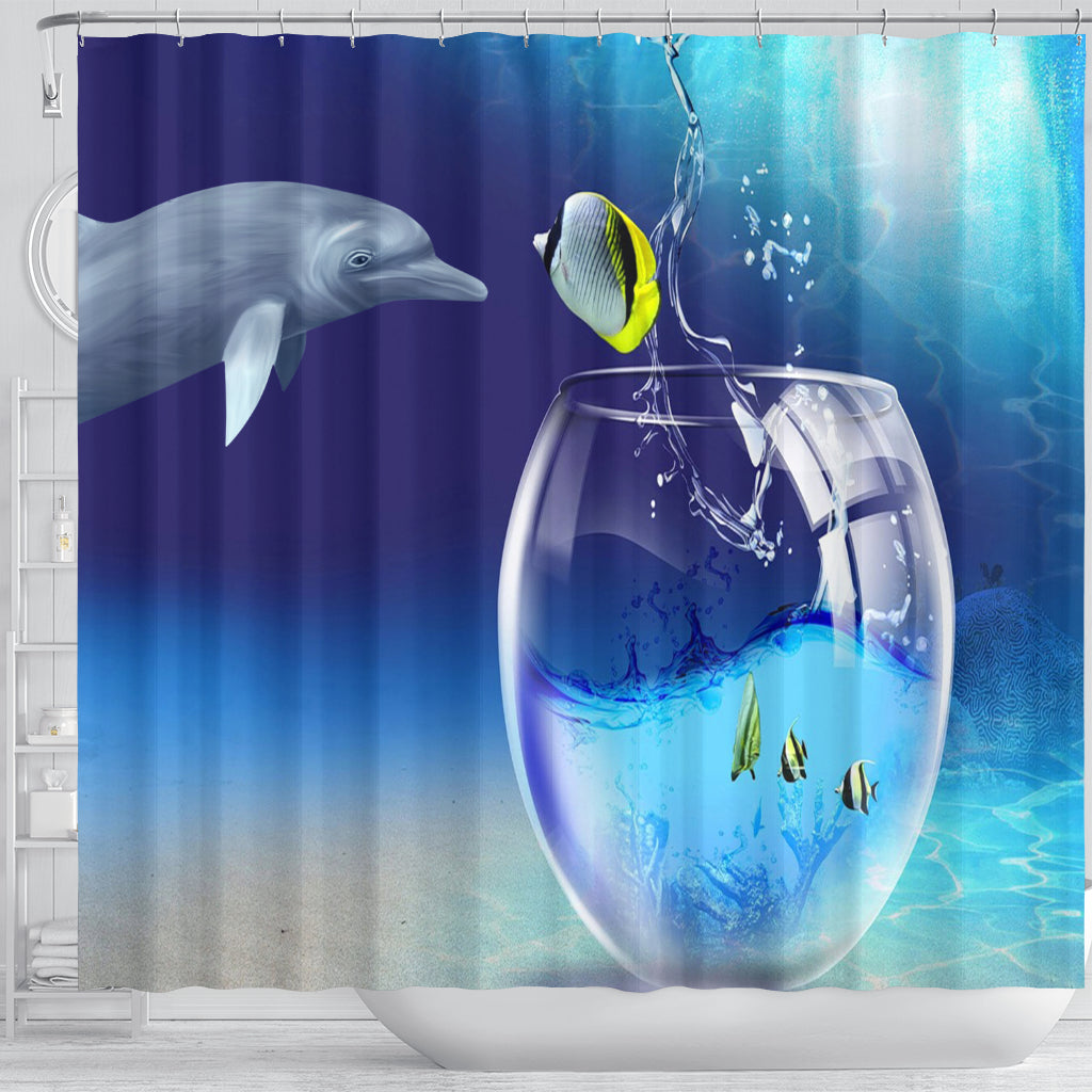 Cute Ocean Fish Shower Curtain - Modern Style