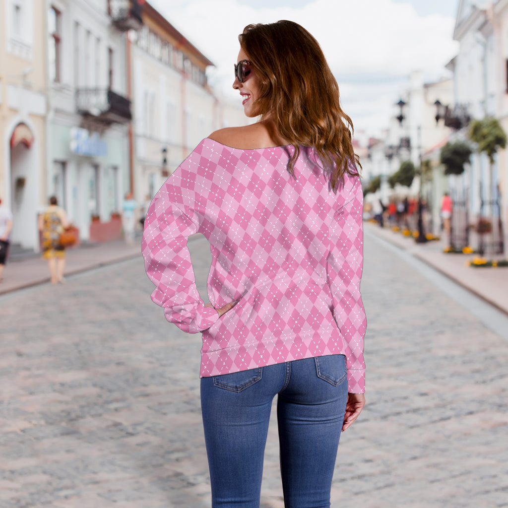 Pink Argyle Off Shoulder