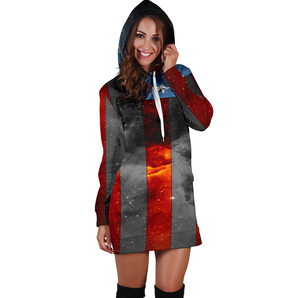 American Space Flag Hoodie Dress - Modern Style