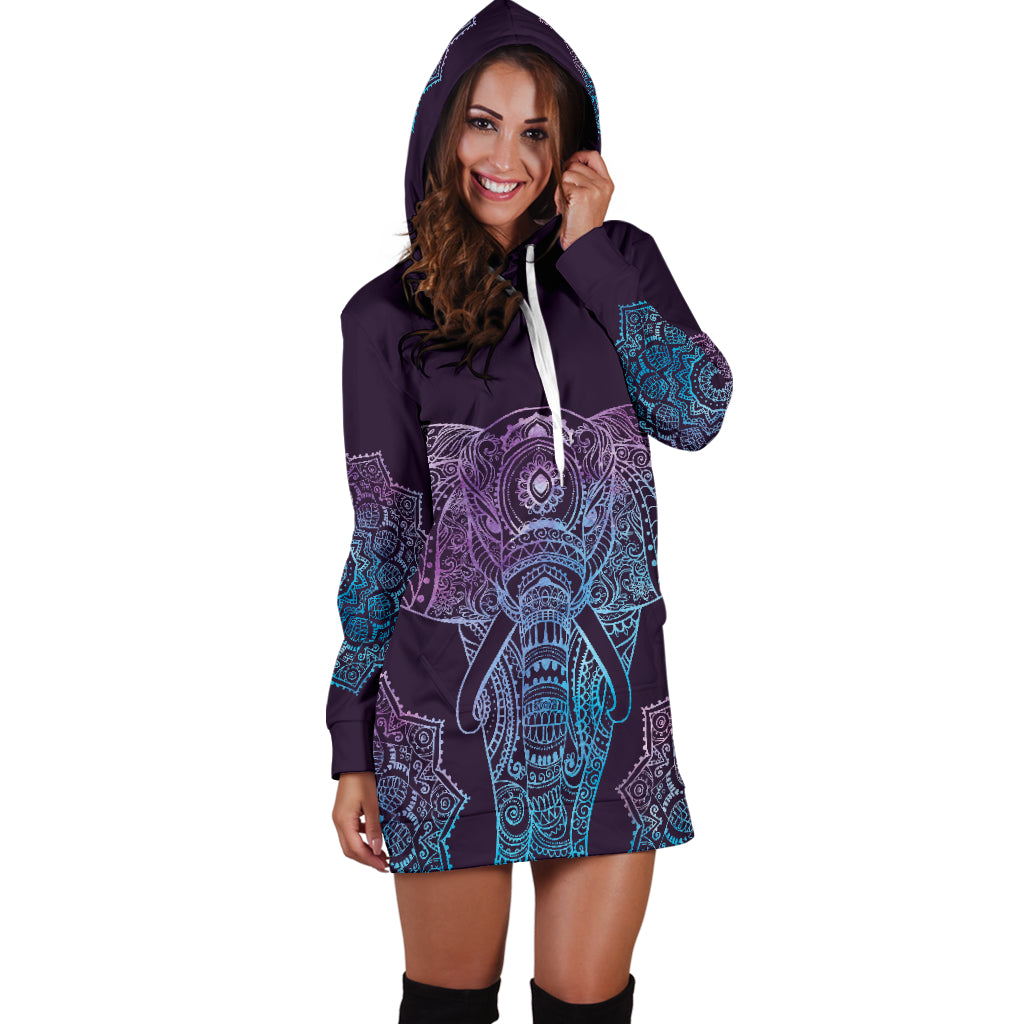Elephant Mandala Hoodie Dress - Modern Style