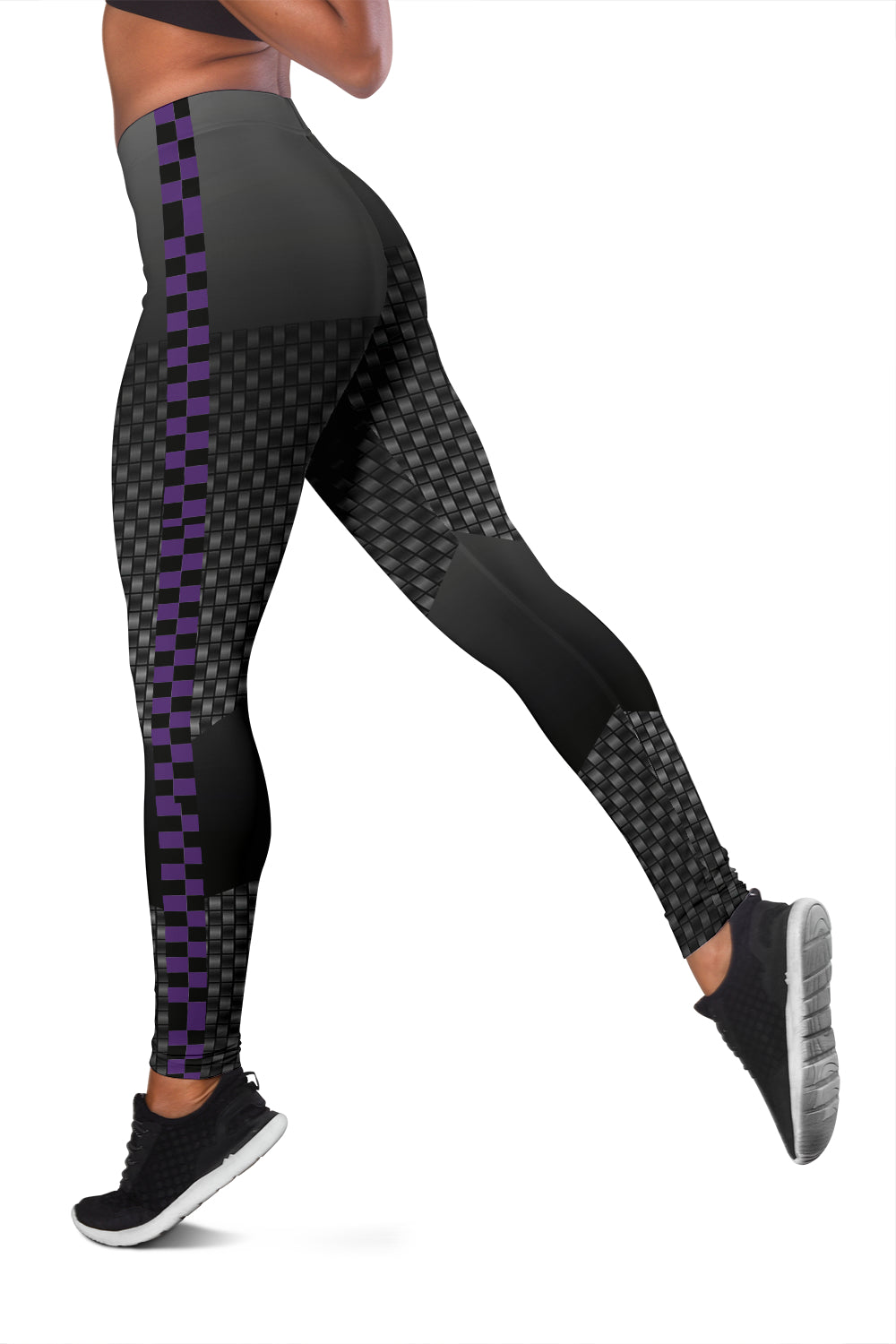 Carbon Fiber Purple Checkers Leggings - Modern Style