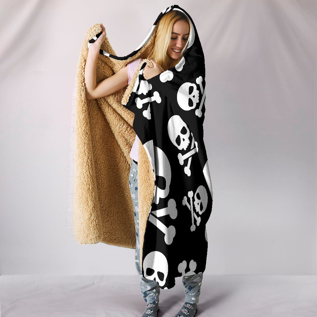 Skull Crossbones Hooded Blanket