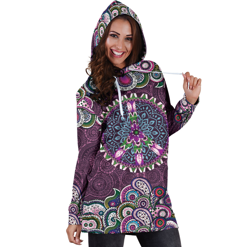 Purple Peace Mandala Hoodie Dress