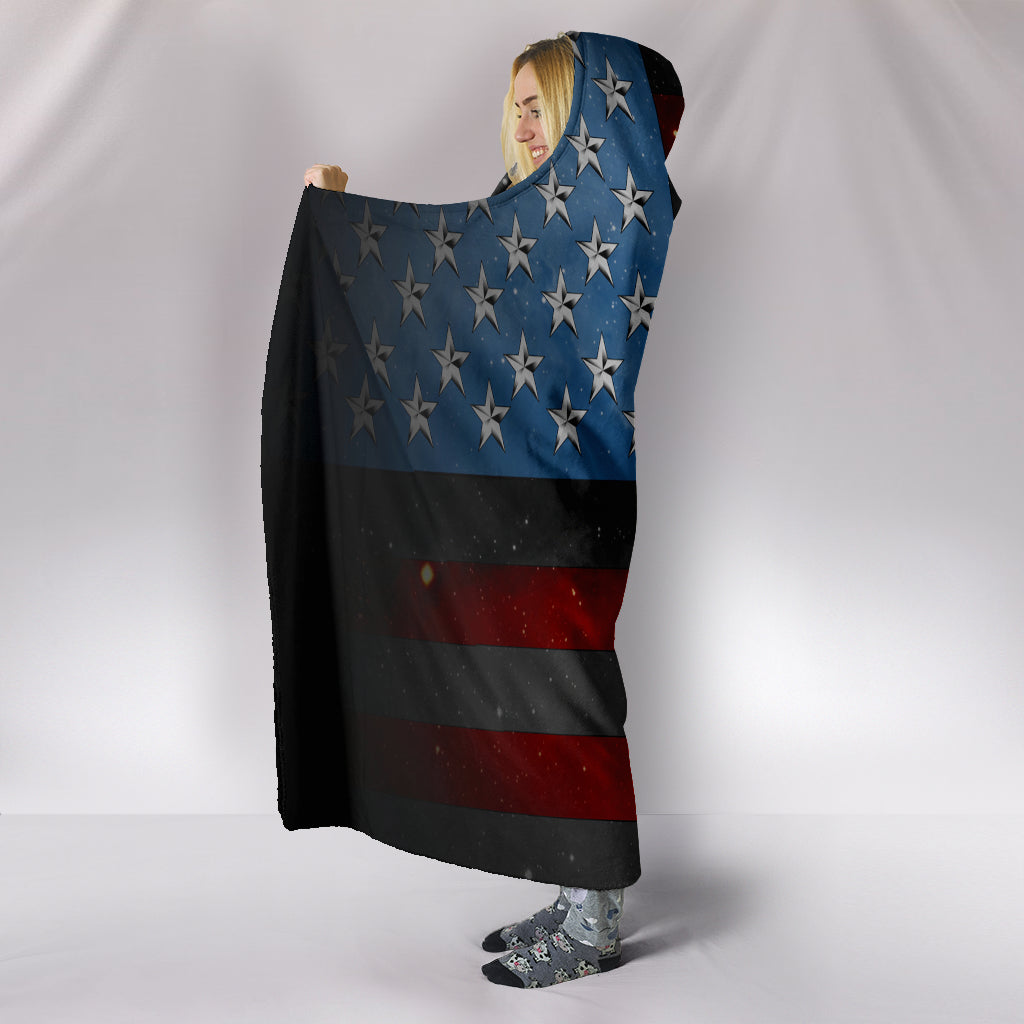 American Space Flag Hooded Blanket - Modern Style