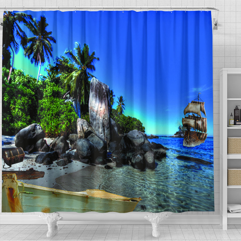 Island And Ship Shower Curtain