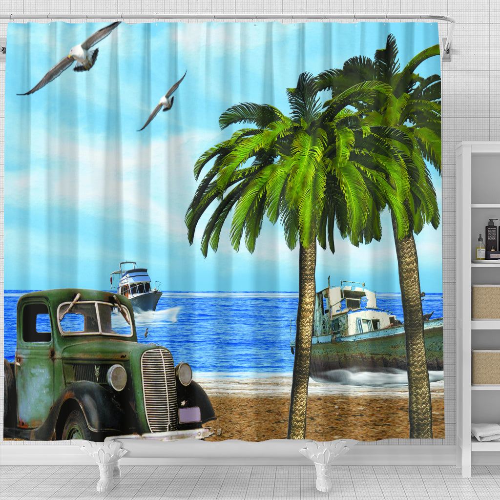 Truck And Palm Shower Curtain