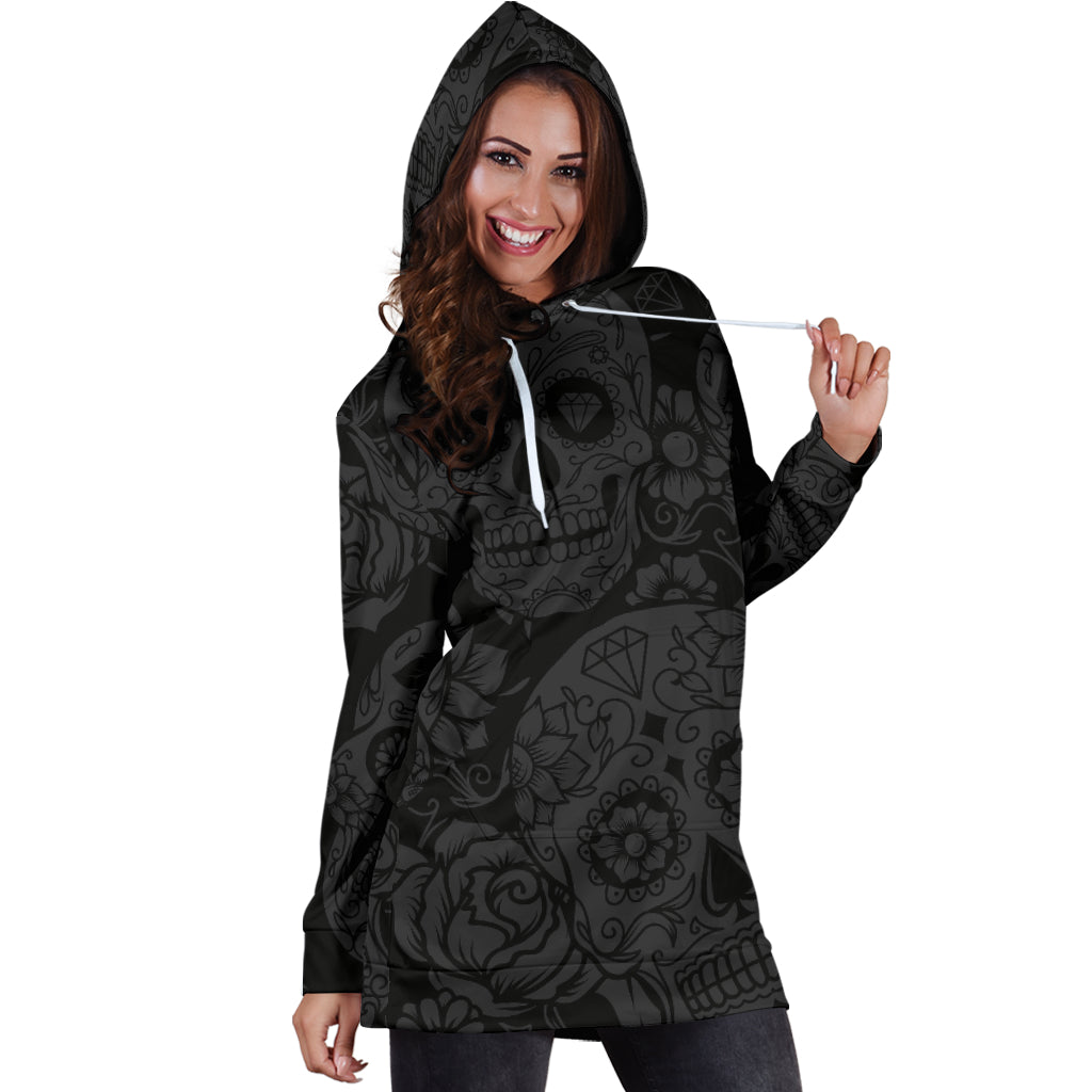 Dark Sugar Skull Hoodie Dress - Modern Style