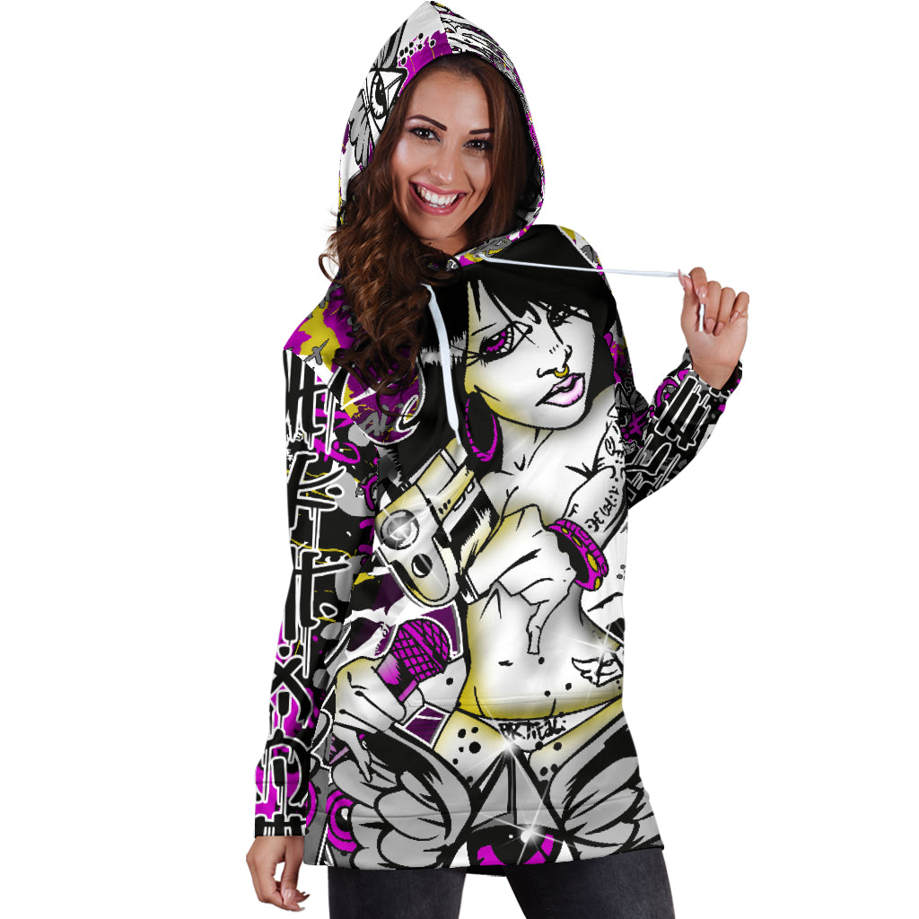 Artical Mic Check Hoodie Dress - Modern Style