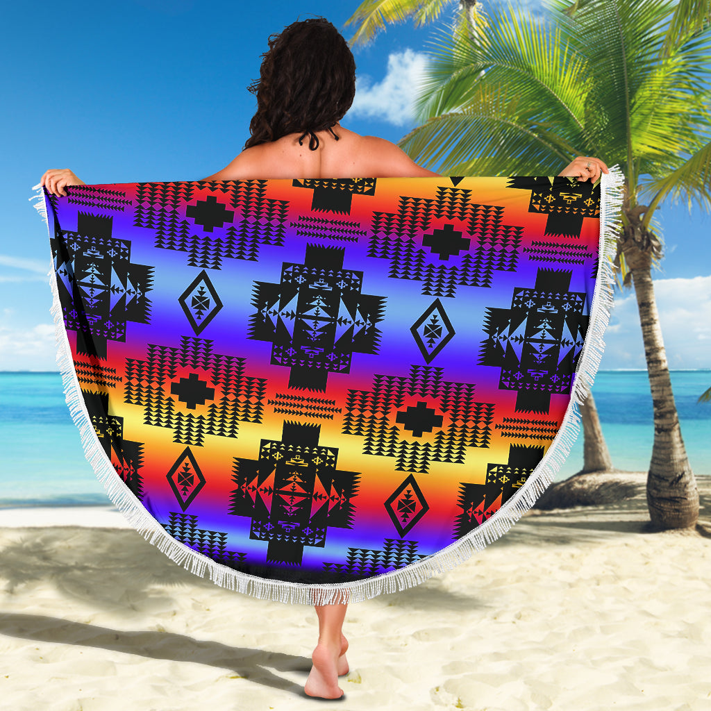 Seven Tribes Black with Sunset Beach Blanket