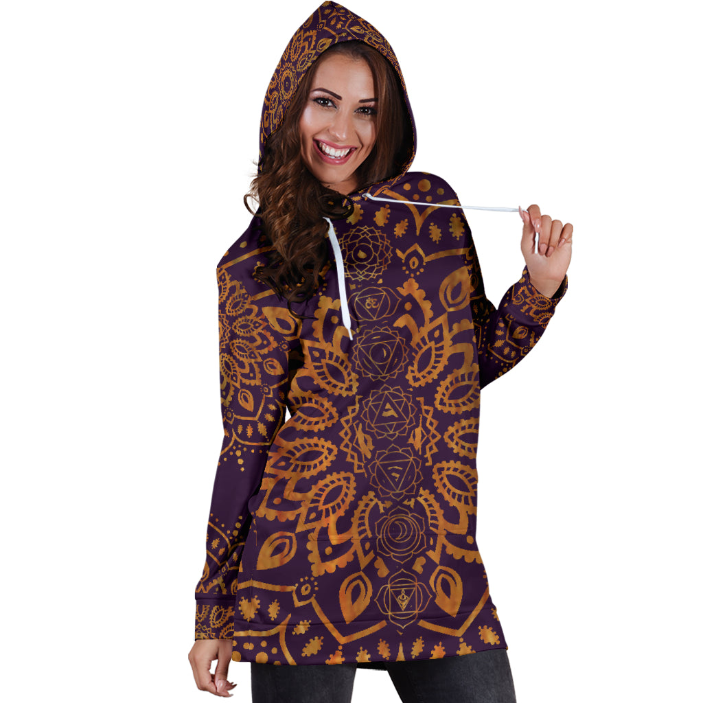 Gold Chakra Mandala Hoodie Dress