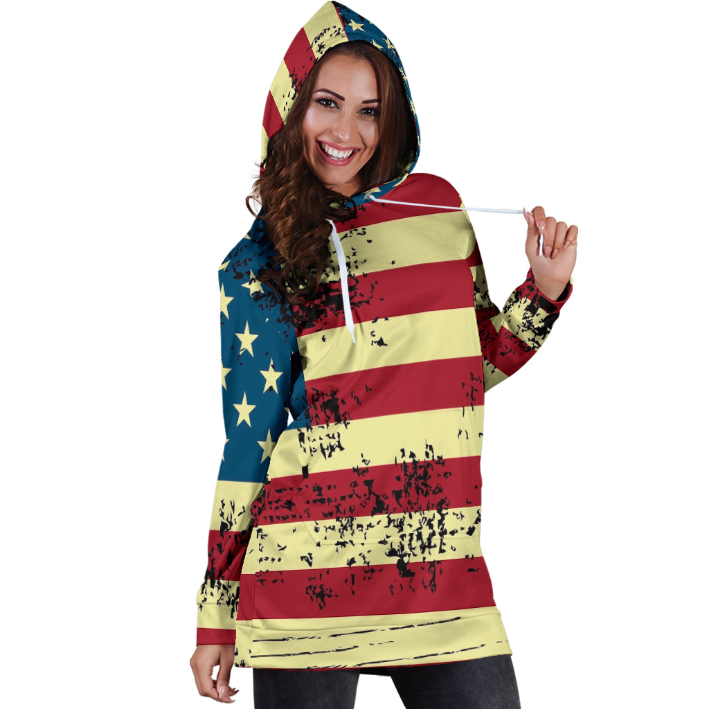American Flag Hoodie Dress - Modern Style