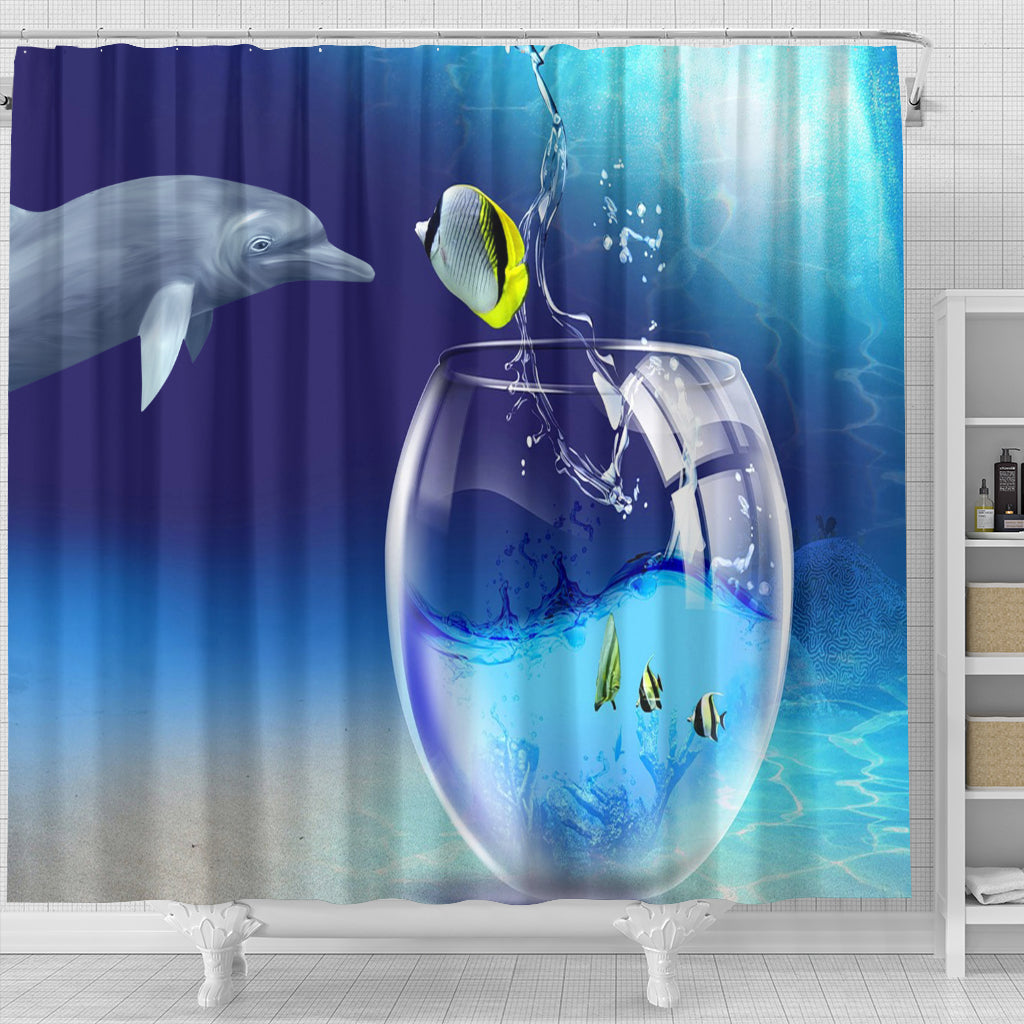 Cute Ocean Fish Shower Curtain - Modern Style