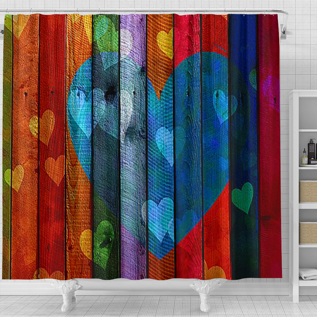 Wooden Hearts Shower Curtain