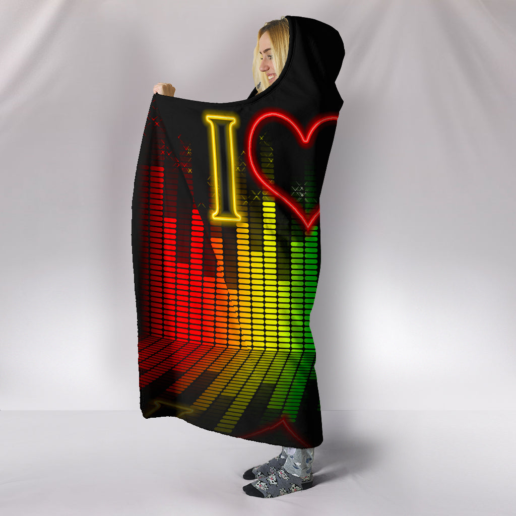 Love The 80's Plush Lined Hooded Blanket