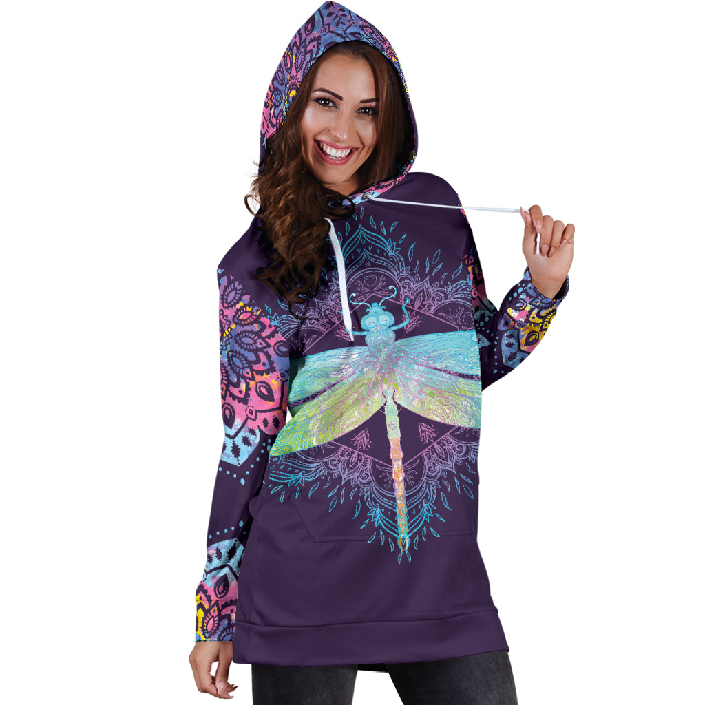 Dragonfly Mandala Hoodie Dress - Modern Style