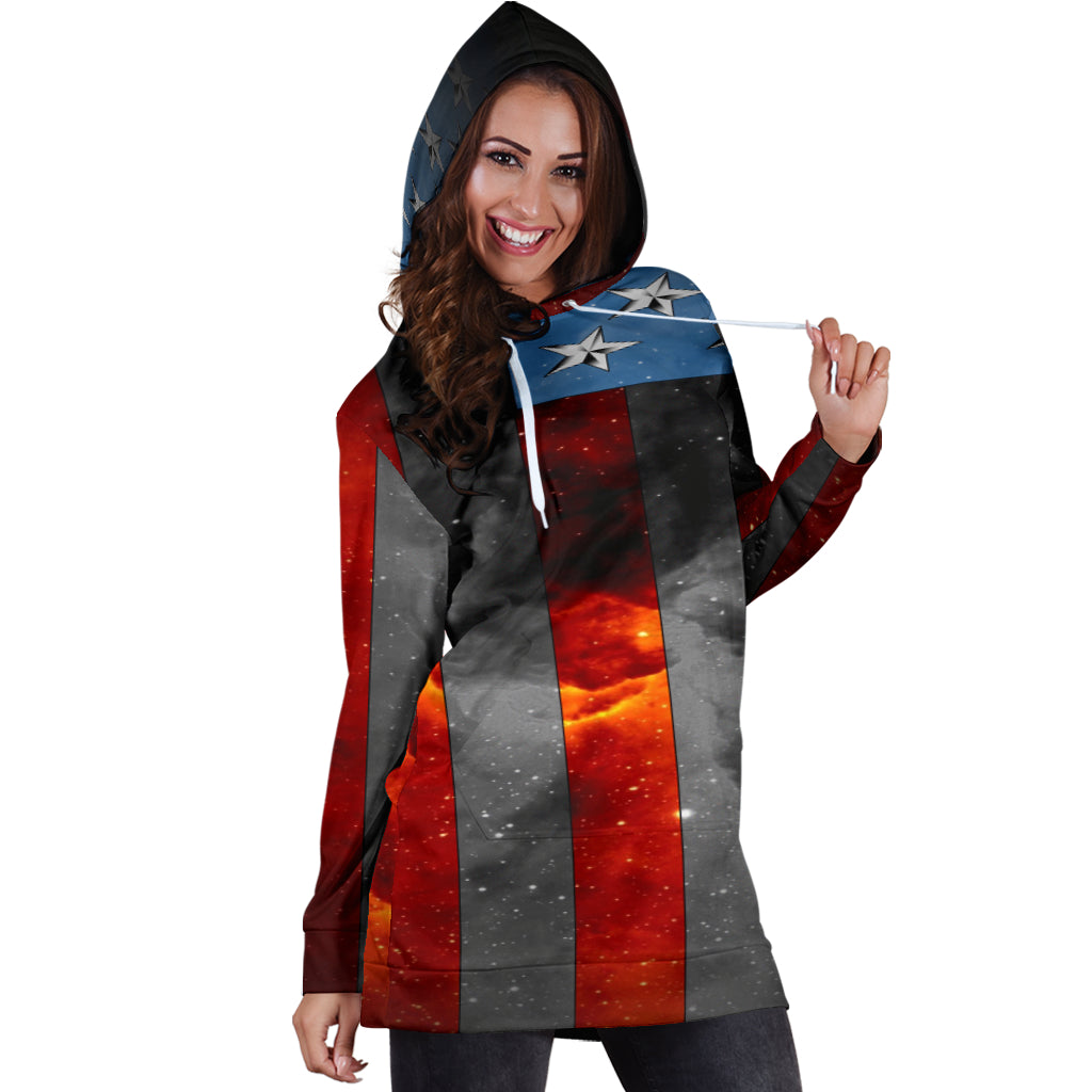 American Space Flag Hoodie Dress - Modern Style