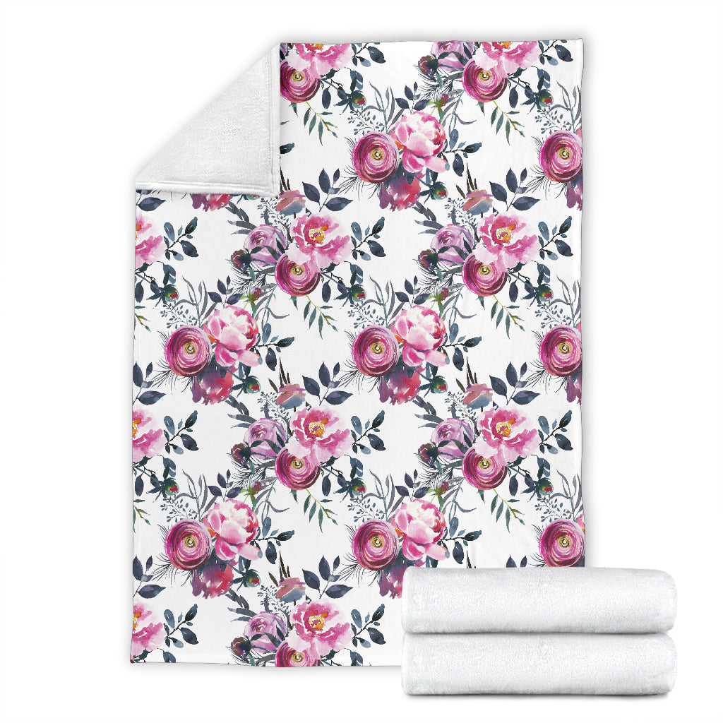 Floral Grey Roses &amp; Peonies Blankets