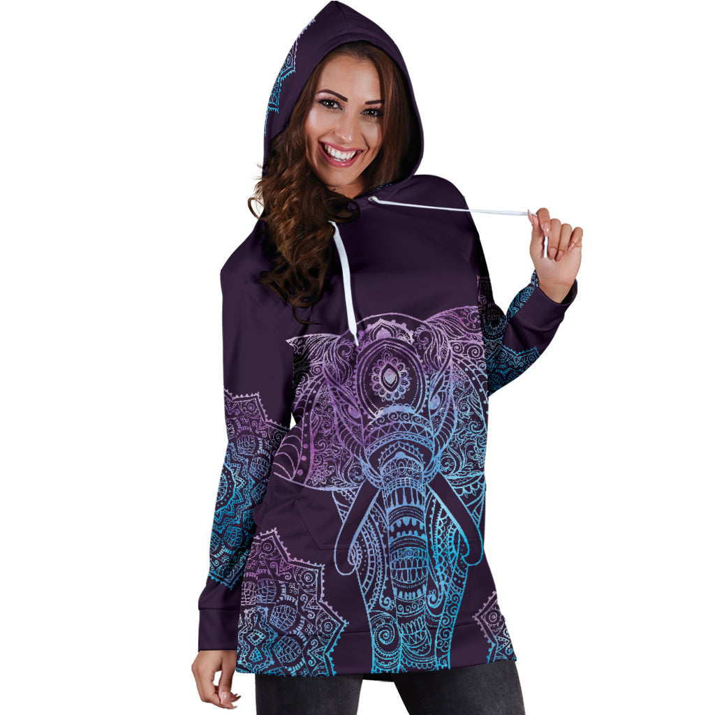 Elephant Mandala Hoodie Dress - Modern Style