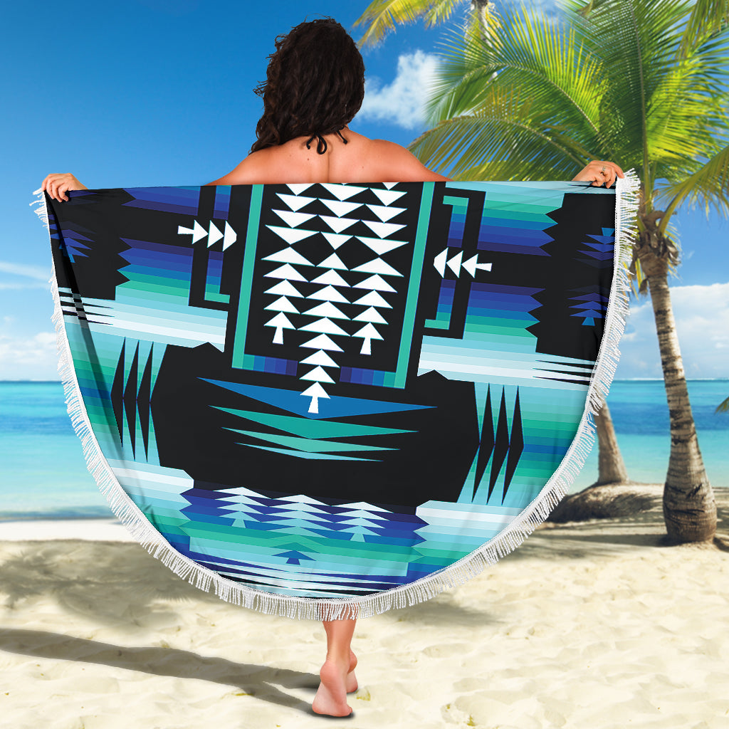 Rainy Skies Sage Centered Beach Blanket