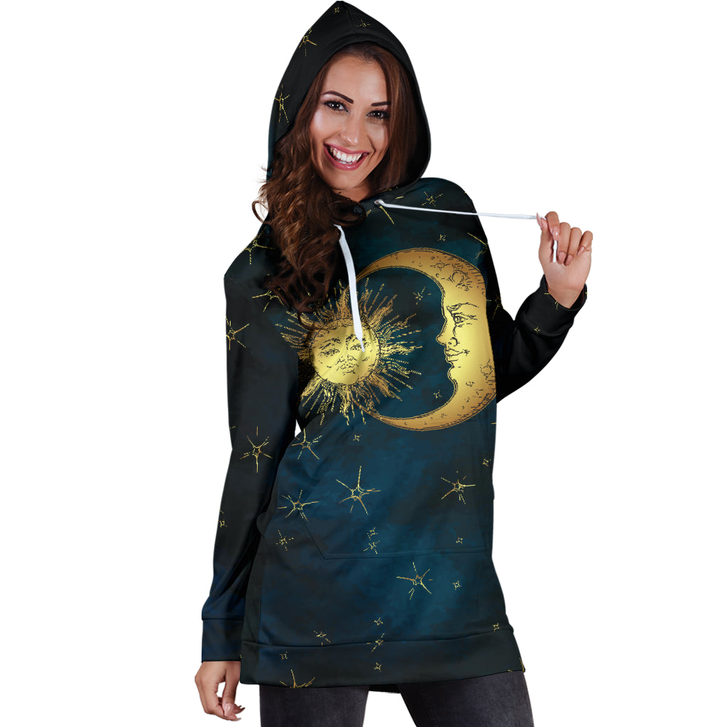 Gold Sun and Moon Hoodie Dress