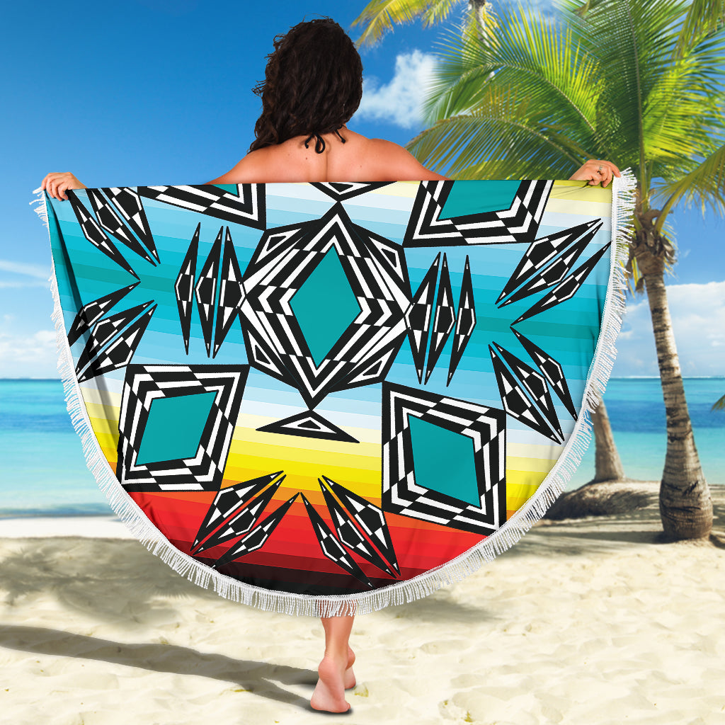Fire and Turquoise Gradient II Beach Blanket