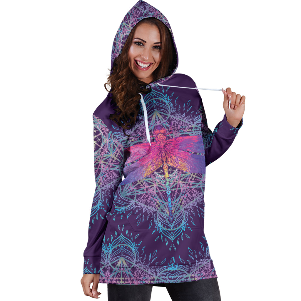 Dragonfly Mandala Hoodie Dress - Modern Style