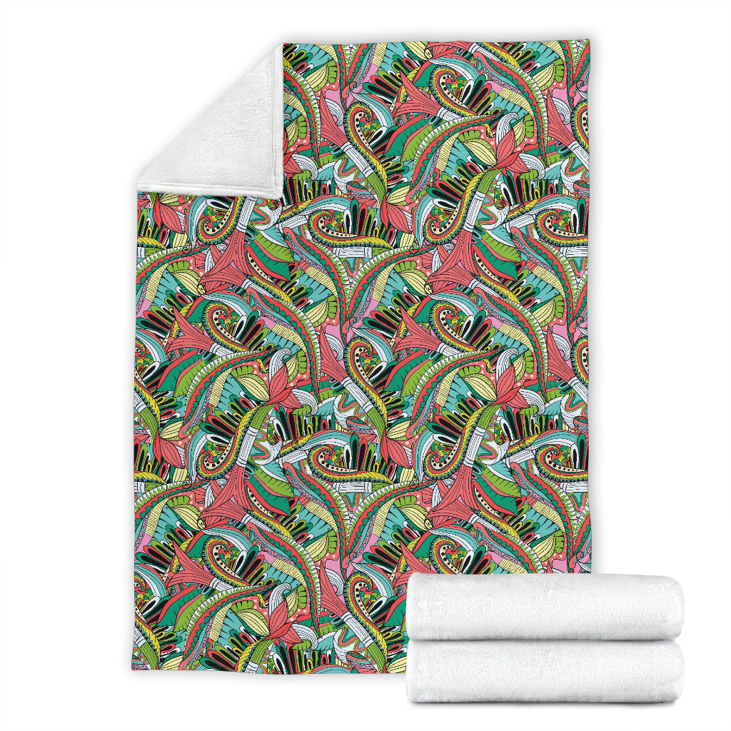 Funky Patterns In Greens Blankets