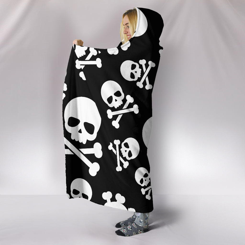 Skull Crossbones Hooded Blanket