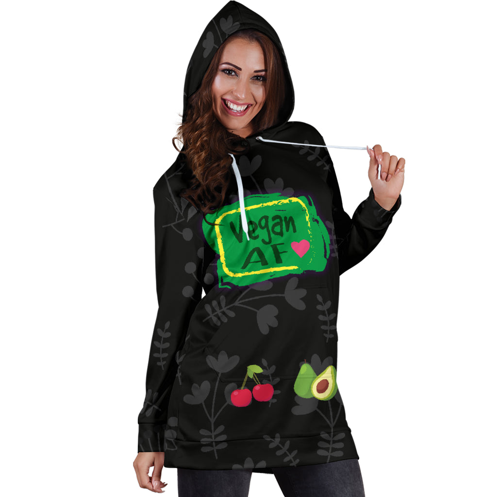 Vegan AF For Healthy Vegans Hoodie Dress 