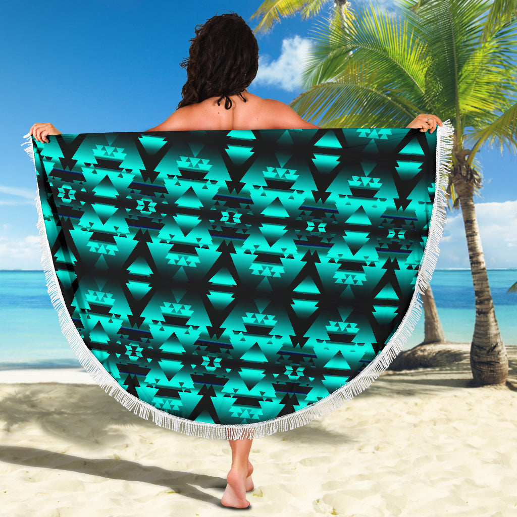 Dark Teal Winter Camp Beach Blanket - Modern Style