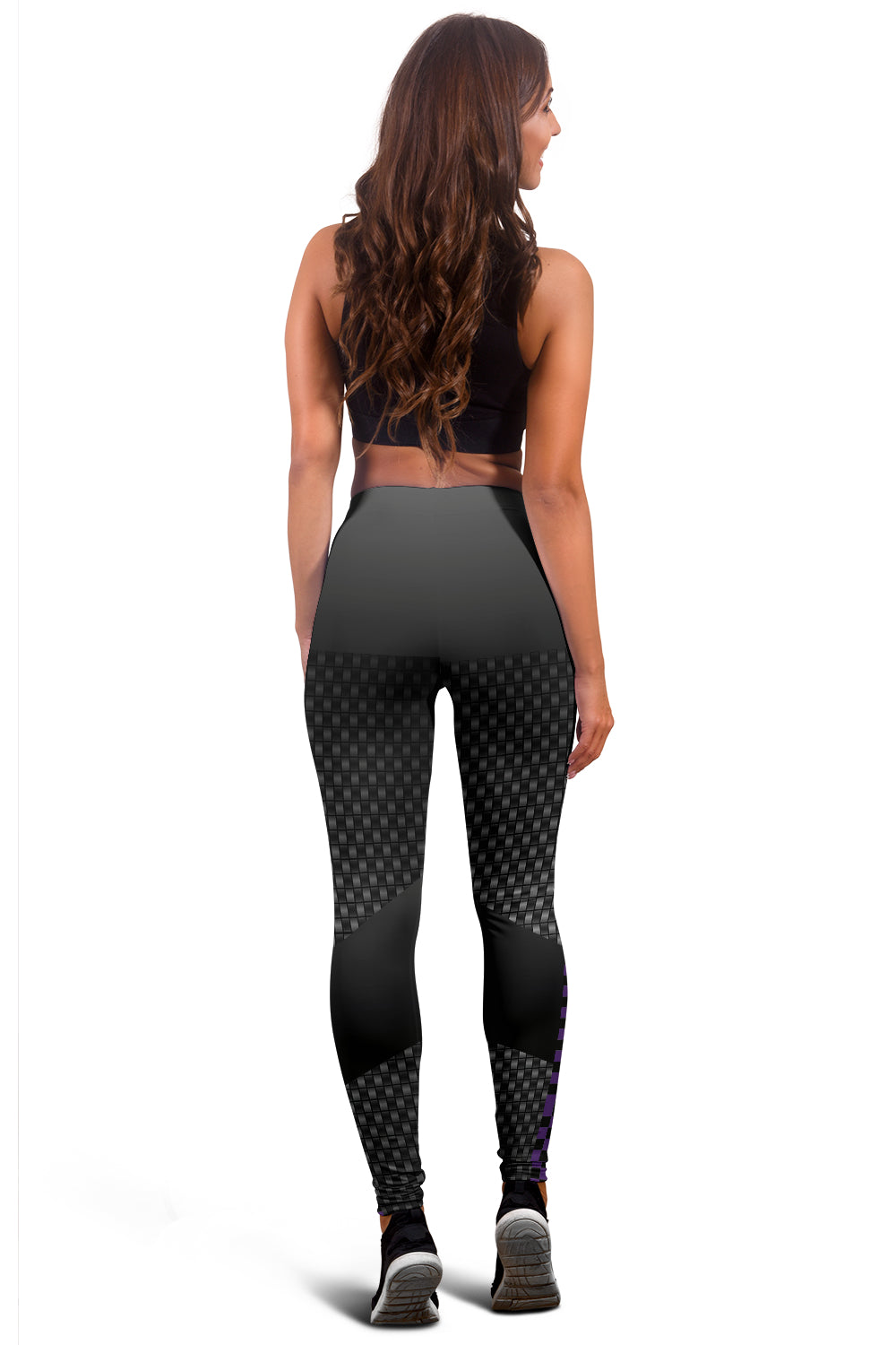 Carbon Fiber Purple Checkers Leggings - Modern Style