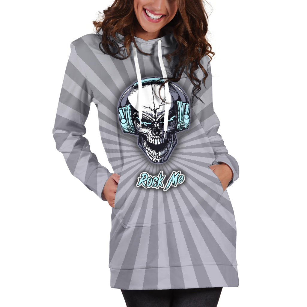 Rock Me Hoodie Dress For Skull Lovers and Music Freaks Hoodie Dress