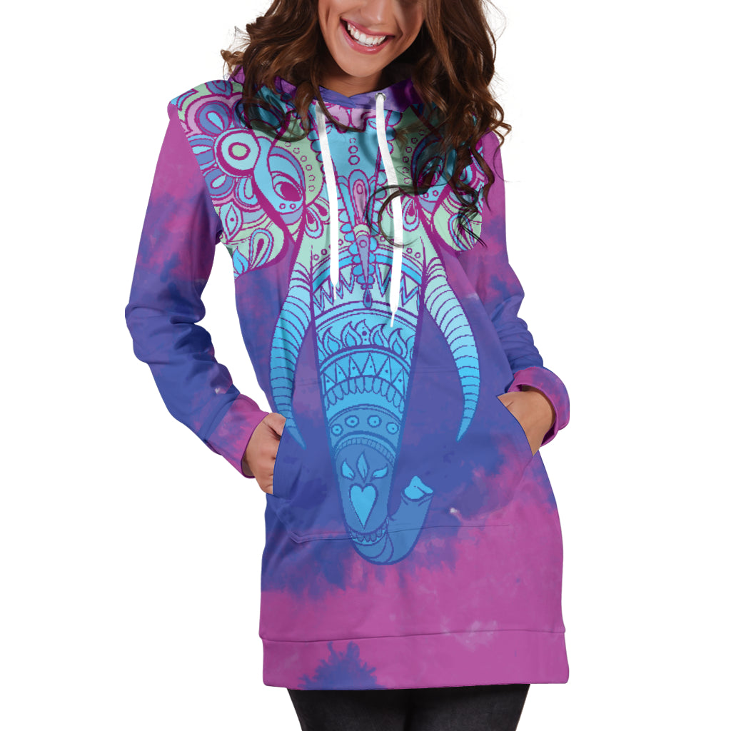 Colorful Elephant Hoodie Dress - Modern Style