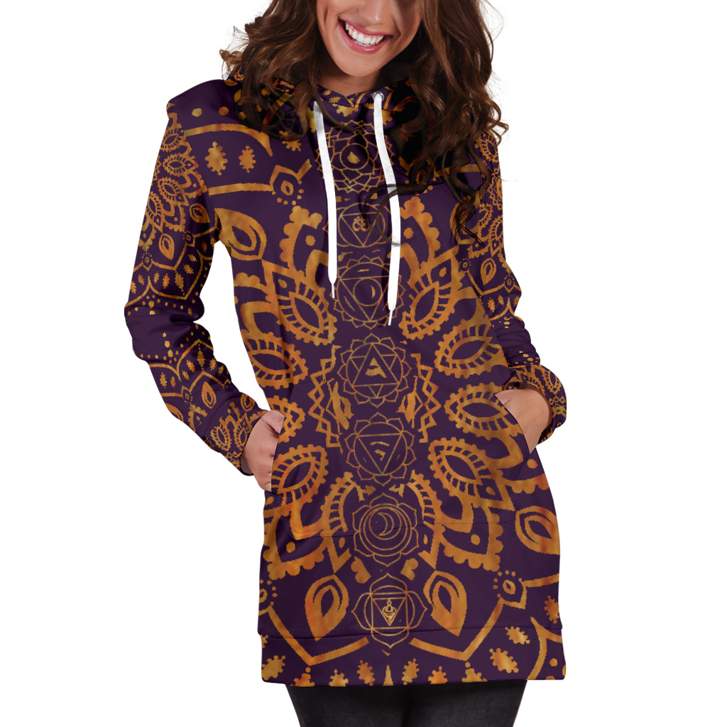 Gold Chakra Mandala Hoodie Dress